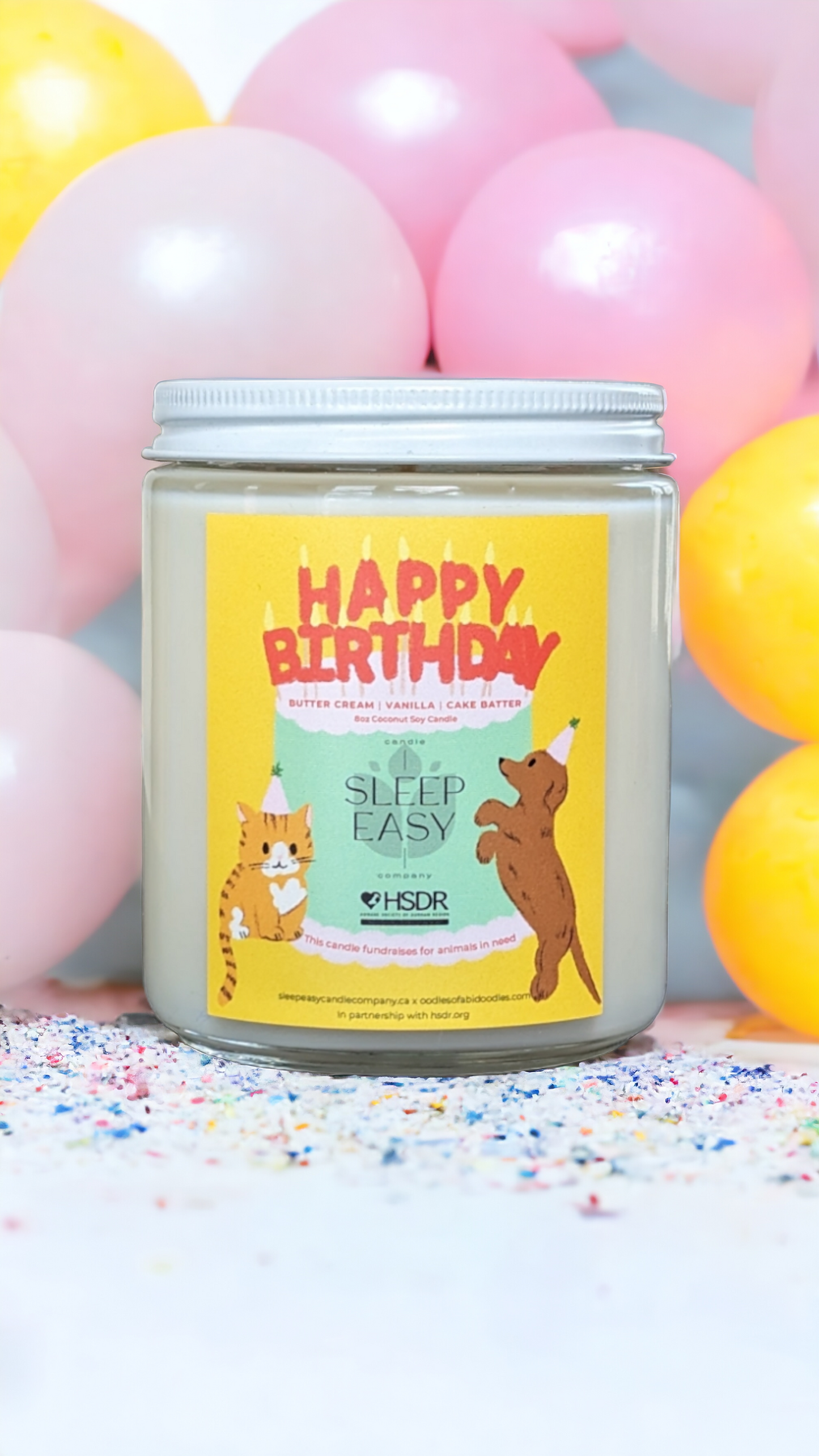 Happy Birthday Candle - Fundraiser for Ontario SPCA + Humane Society - Coconut Soy Candle