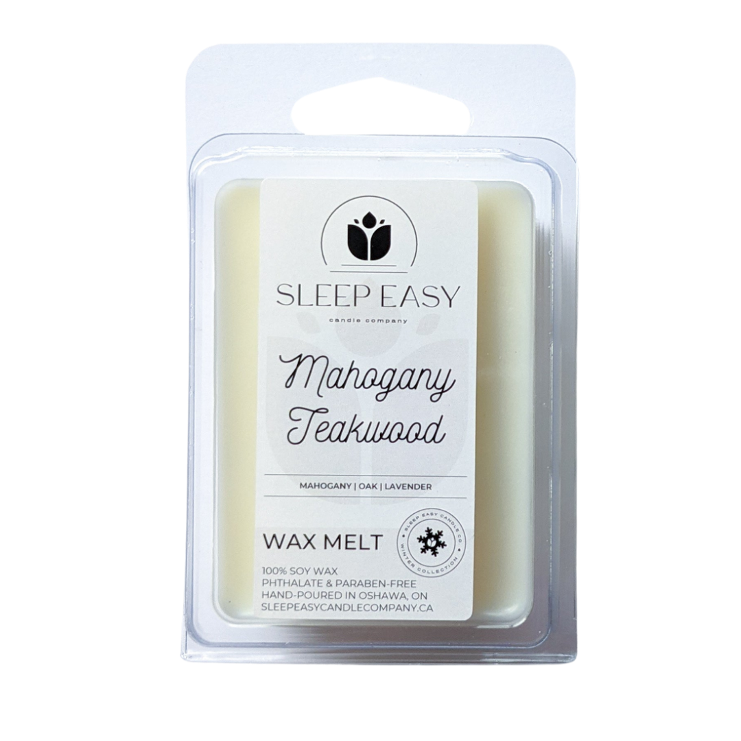 MAHOGANY & TEAKWOOD SOY WAX MELTS (3-pack), Highly Scented All Natural Soy  Wax Melts, Handmade in the USA By Hush Candles | 3-pack